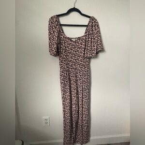 Boden Pink and Black Floral Jumpsuit